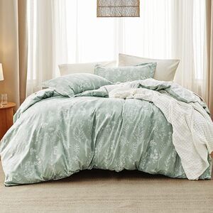King Comforter Set - Sage Green Bed Set, 3 Pieces Lightweight Summer